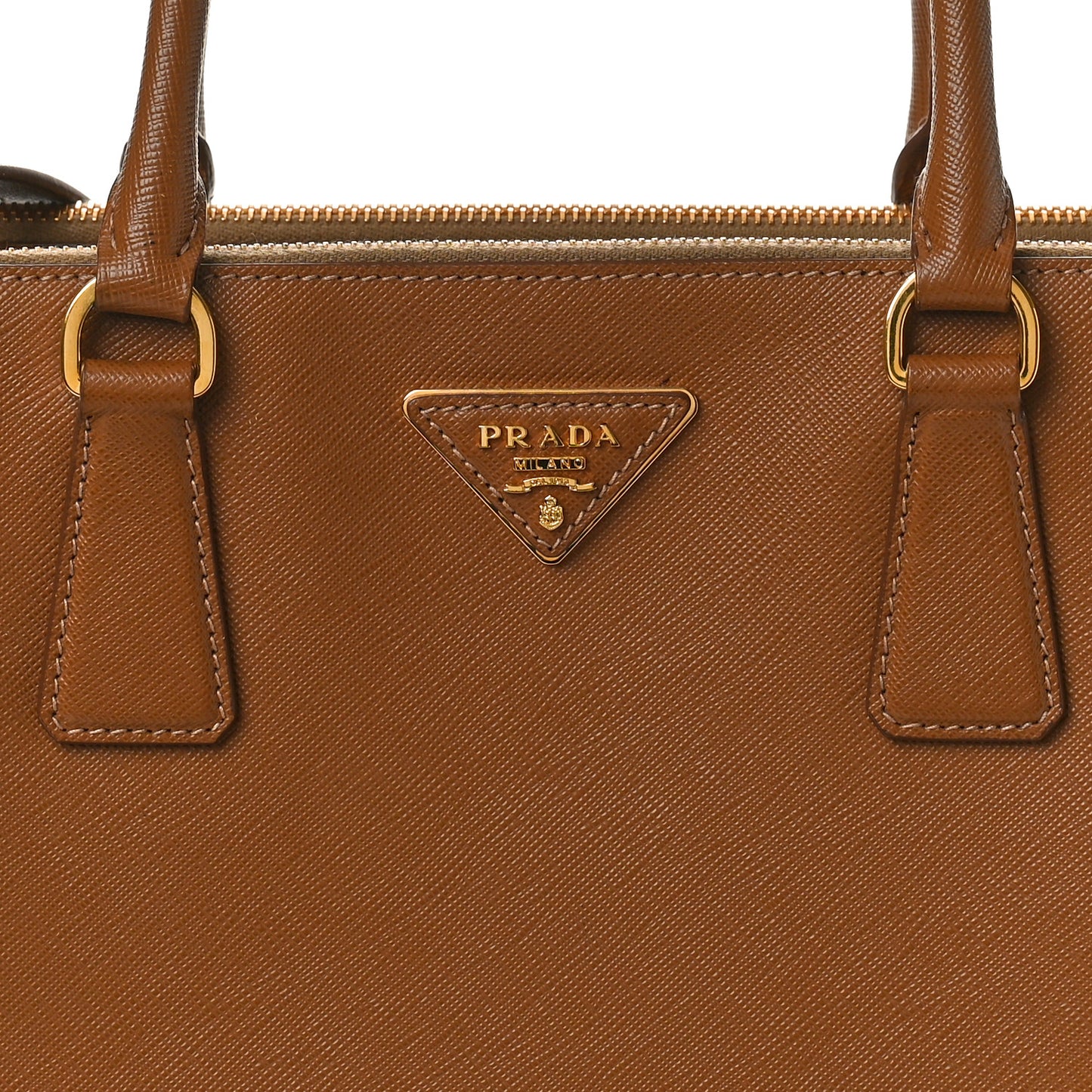 Saffiano Medium Galleria Double Zip Tote Caramel