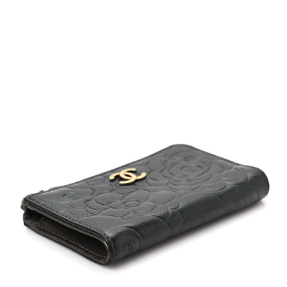 Chanel Lambskin Camellia Embossed Key Holder Case Black 4 of 8