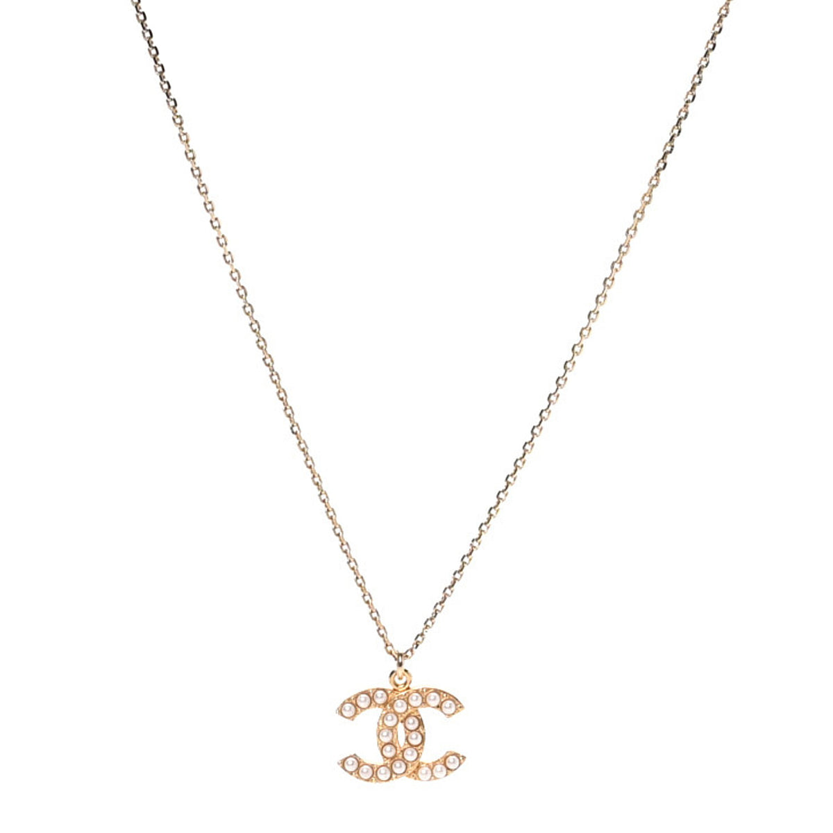 Chanel Pearl CC Pendant Necklace Gold 1 of 5