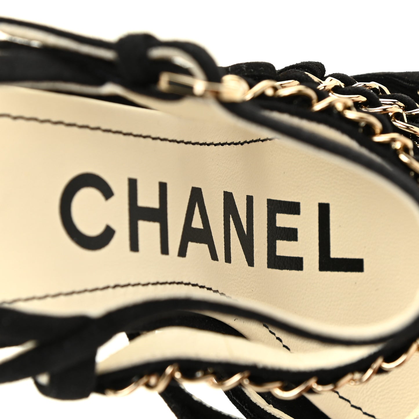 Kid Suede Chain Sandals 36 Black