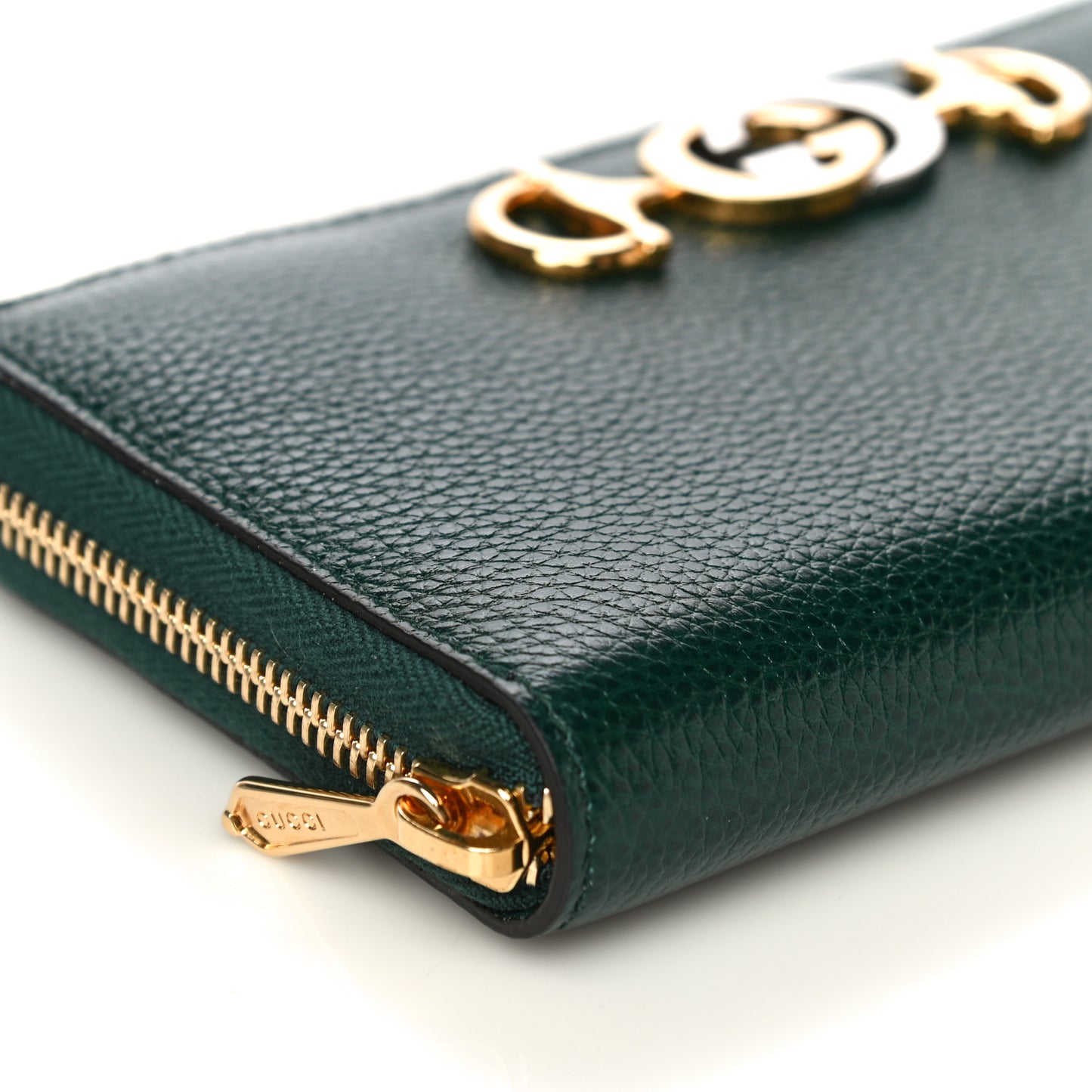 Grainy Calfskin Zumi Zip Around Wallet Vintage Green