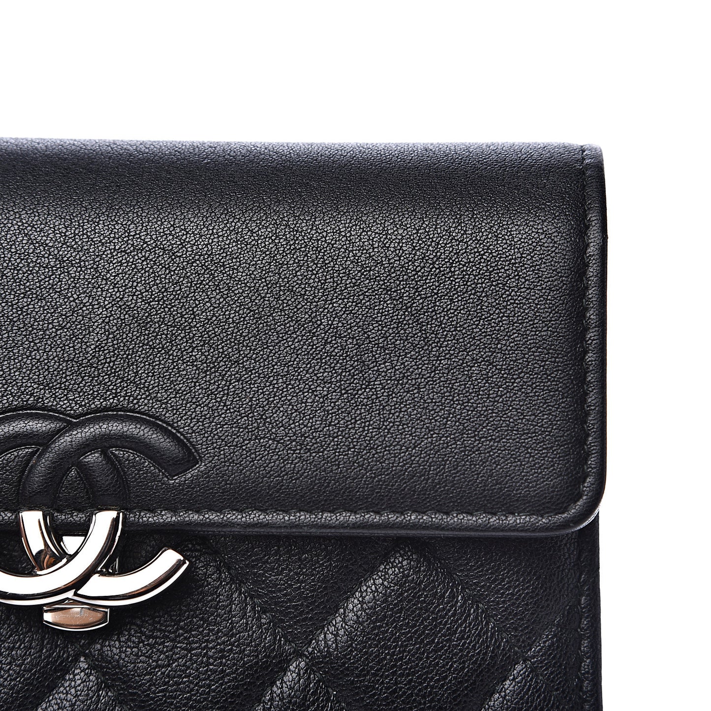 Lambskin Quilted CC Box Flap Wallet Black