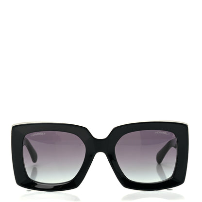 Chanel Acetate Rectangle Sunglasses 5435 Black 2 of 8