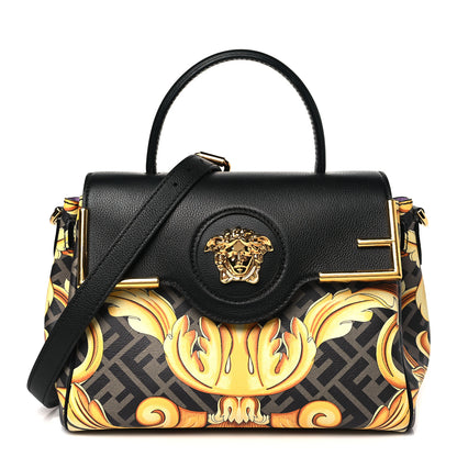 Versace X FENDI Grained Calfskin Fendace La Medusa Medium Top Handle Bag Black Multicolor 1 of 9