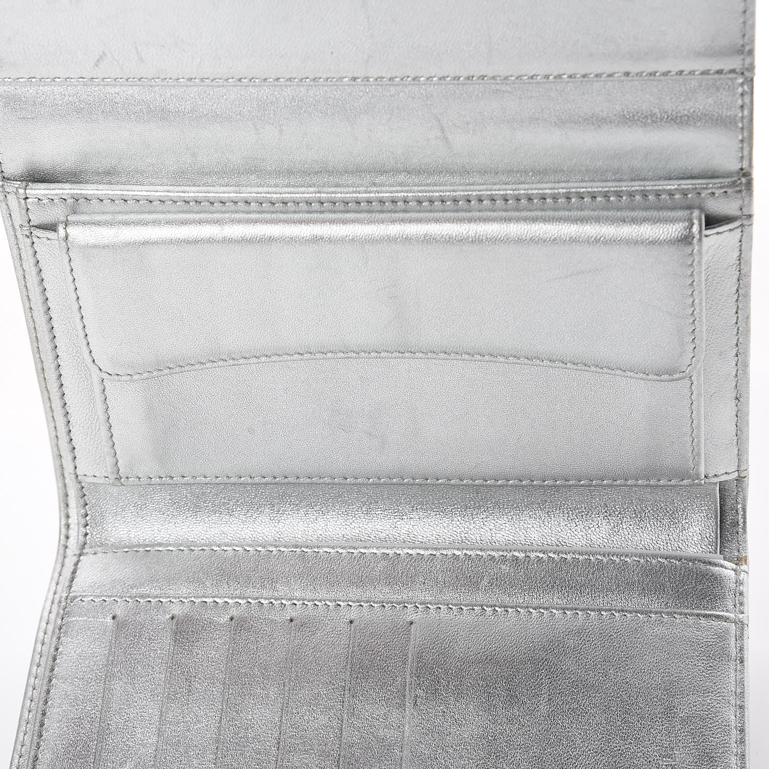 Chanel Metallic Lambskin Quilted Long Flap Wallet Silver 17 of 18