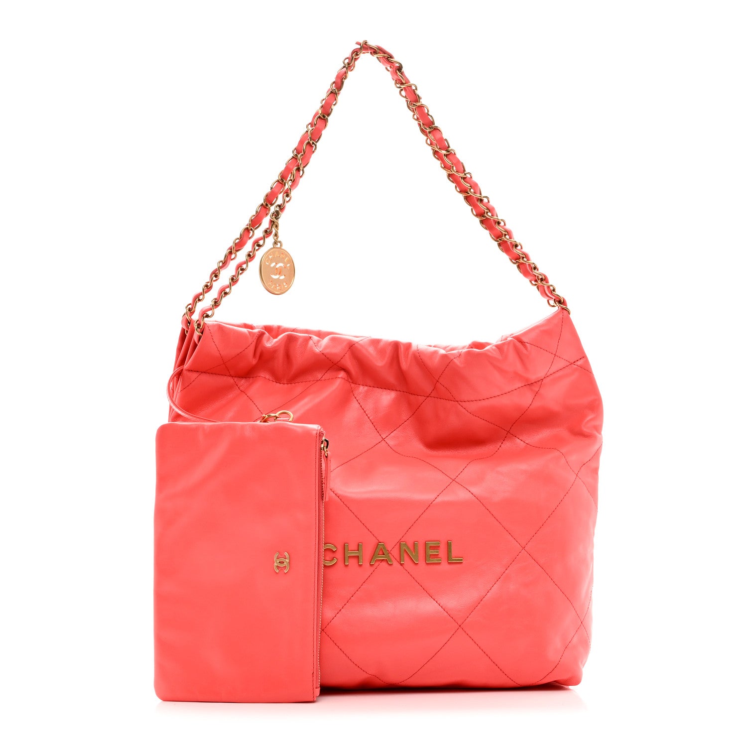 Chanel Shiny Calfskin Quilted Small Chanel 22 Coral 4 of 21