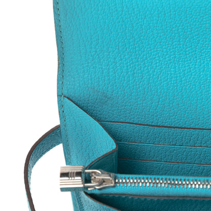 Hermes Chevre Mysore Kelly Longue Wallet Turquoise 8 of 10