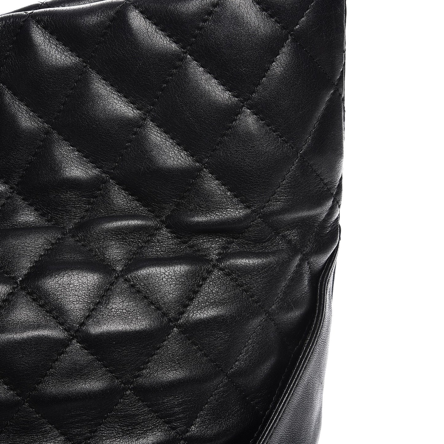 Calfskin Quilted Large Cambon Tote Black White