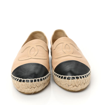 Chanel Lambskin CC Espadrilles 38 Beige Black 2 of 8