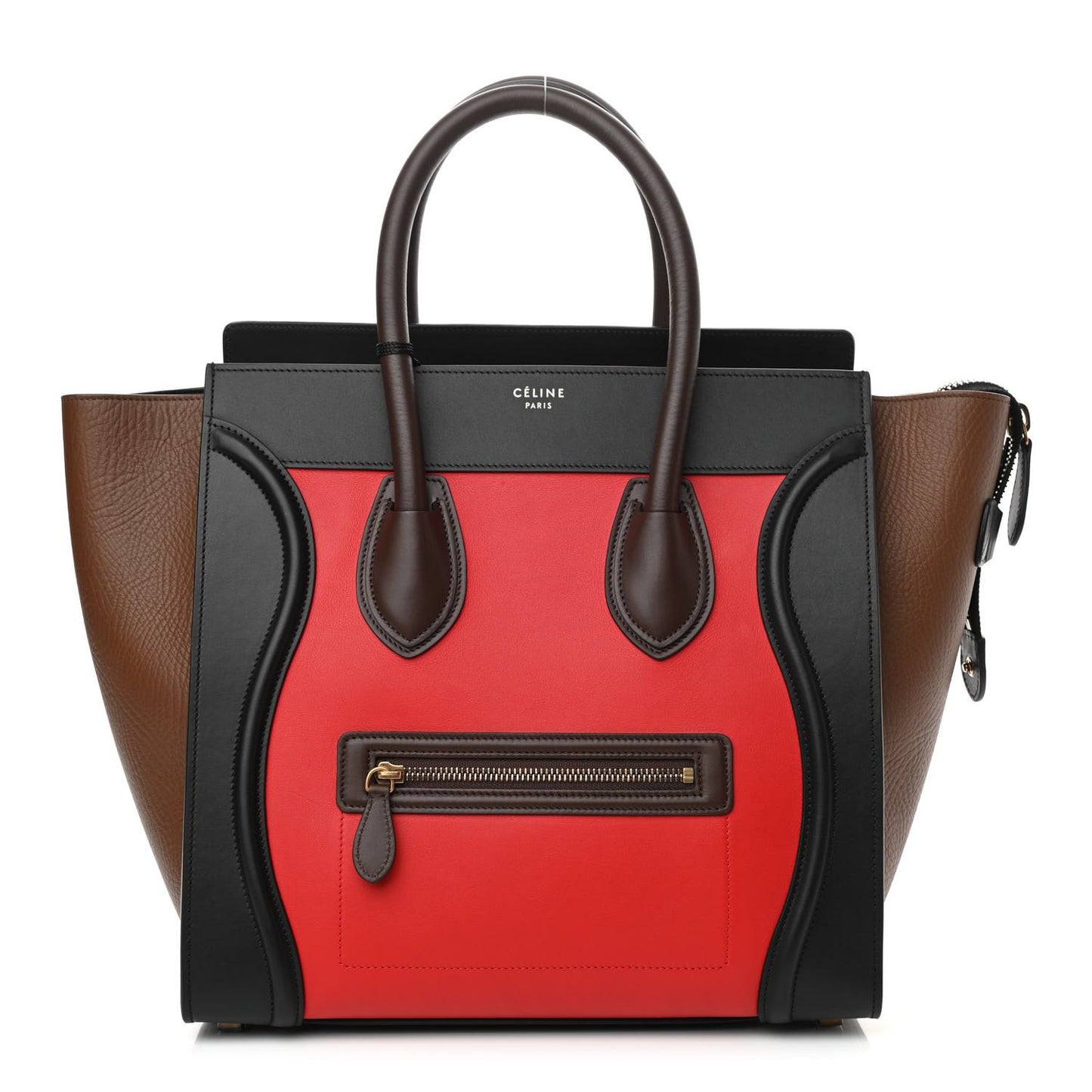 Calfskin Bullhide Mini Luggage Tri-Color Bright Red