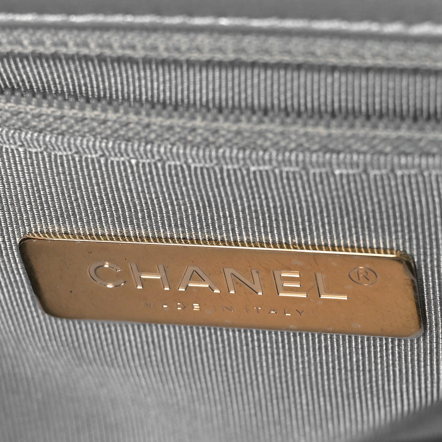 Metallic Goatskin Quilted Large Chanel 19 Flap Silver