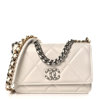 Chanel Lambskin Quilted Chanel 19 Wallet On Chain WOC White 1 of 10