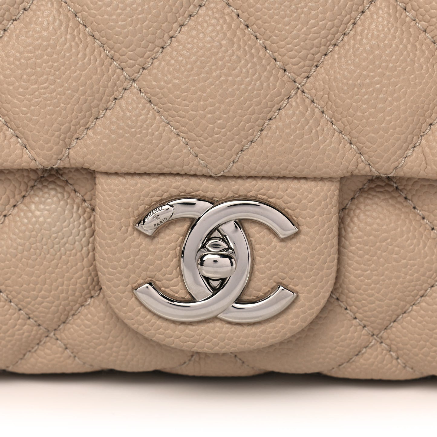 Caviar Quilted Jumbo Easy Flap Beige