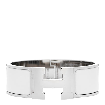 Hermes Enamel Wide Clic Clac H Bracelet GM White 1 of 5