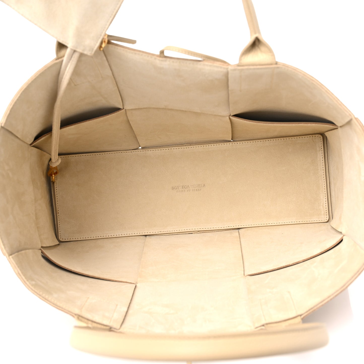 Grained Calfskin Intrecciato Medium Arco Tote Porridge