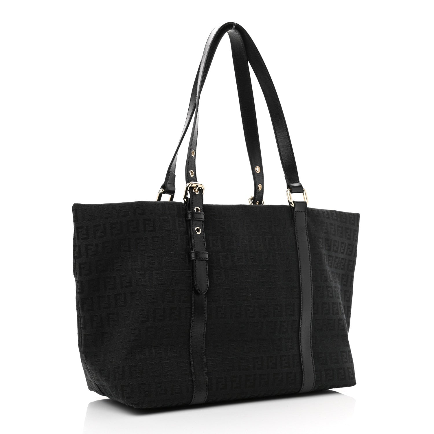 Fendi Zucchino Large Charm Shopping Tote Black 3 of 11