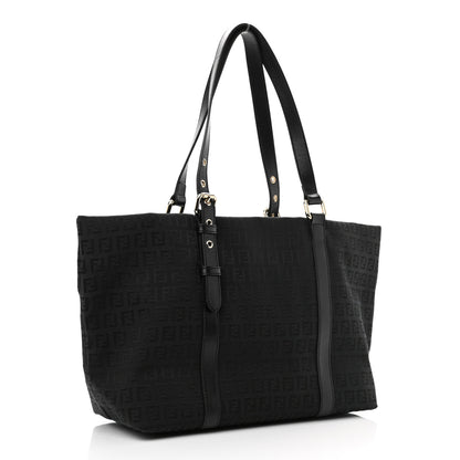 Fendi Zucchino Large Charm Shopping Tote Black 3 of 11