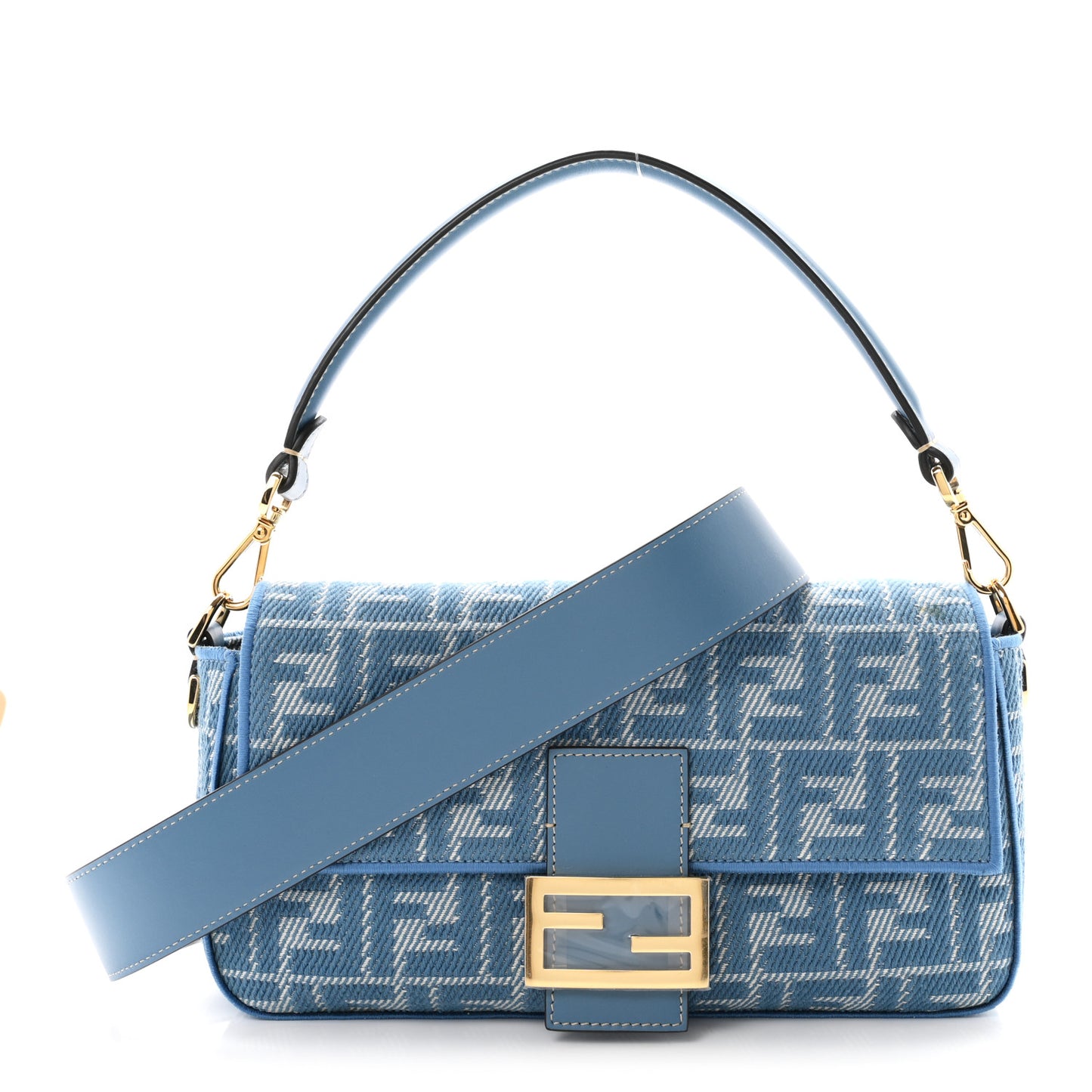 Denim Effect Fabric Jacquard FF Vitello Grace Mamma Baguette Blue