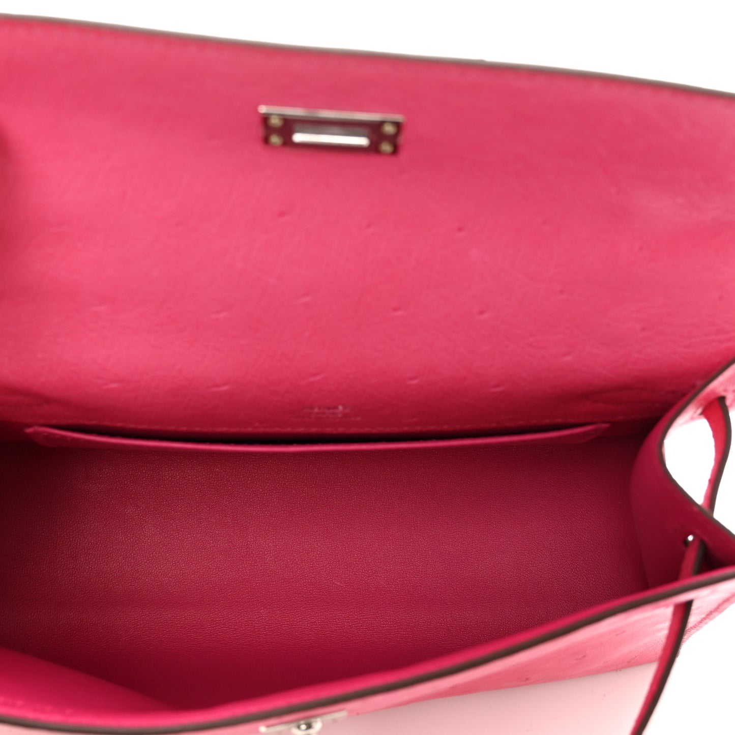 Ostrich Kelly Pochette Clutch Rose Tyrien