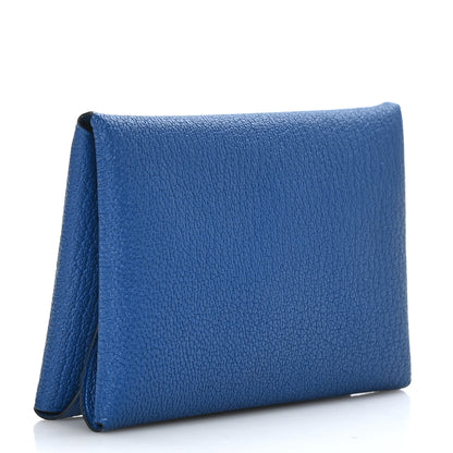 Hermes Chevre Chamkila Calvi Duo Card Case Bleu Royale 3 of 9