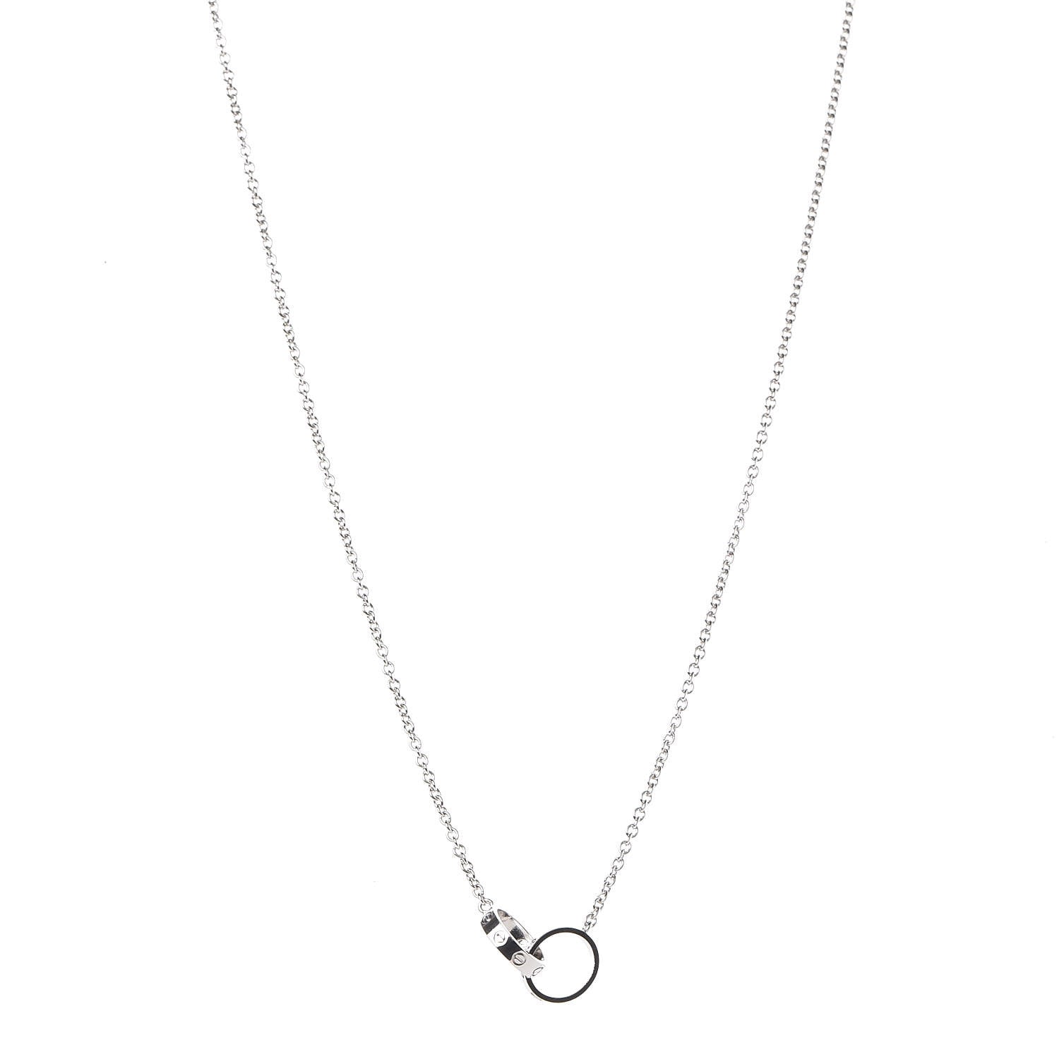 Cartier 18K White Gold Interlocking LOVE Necklace 1 of 8