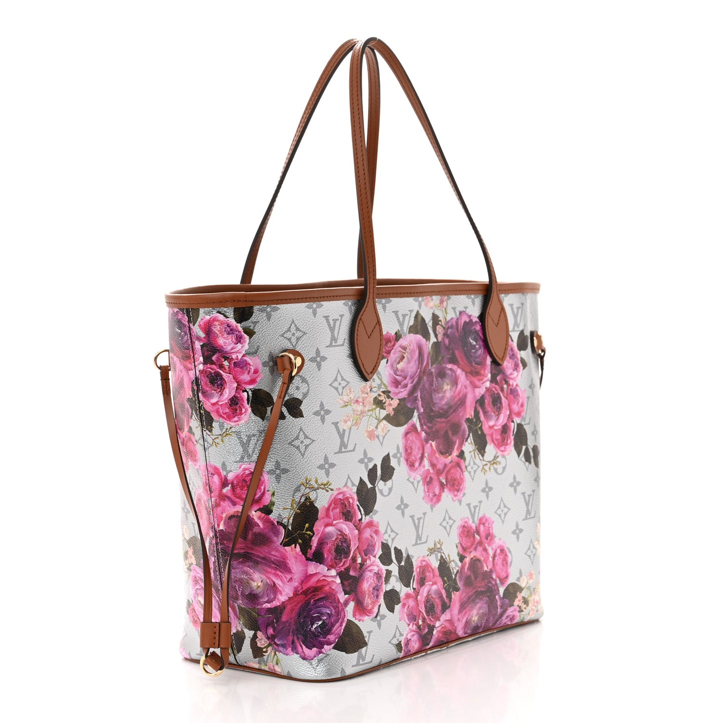 Metallic Monogram LV Garden Neverfull MM Silver