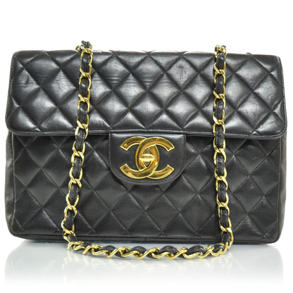 Chanel Lambskin Quilted Jumbo Flap Black 1 of 10