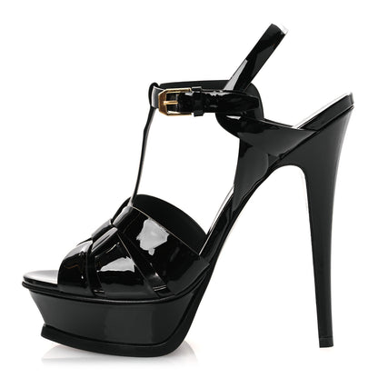 Saint Laurent Patent Tribute 105 Platform Sandals 38 Black 1 of 11