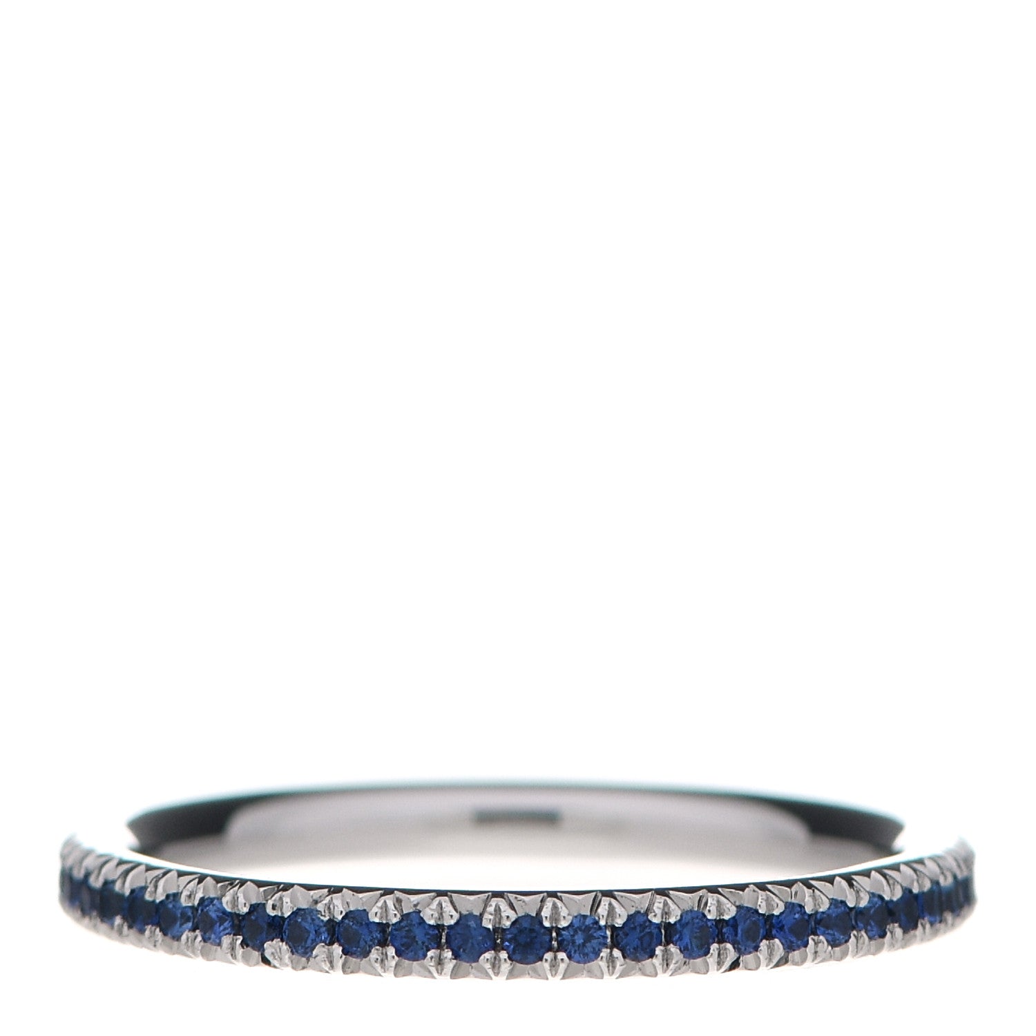 Tiffany 18K White Gold Blue Sapphire Metro Ring 48 4.5 3 of 4