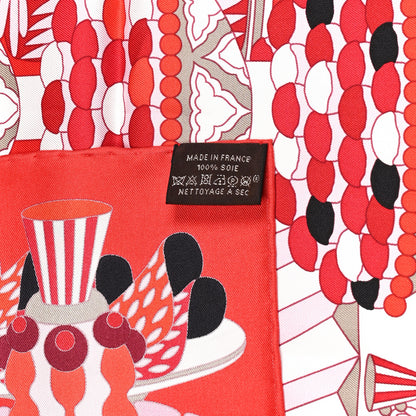 Hermes Silk La Patisserie Francaise Scarf 90 Rouge Rose White 6 of 6