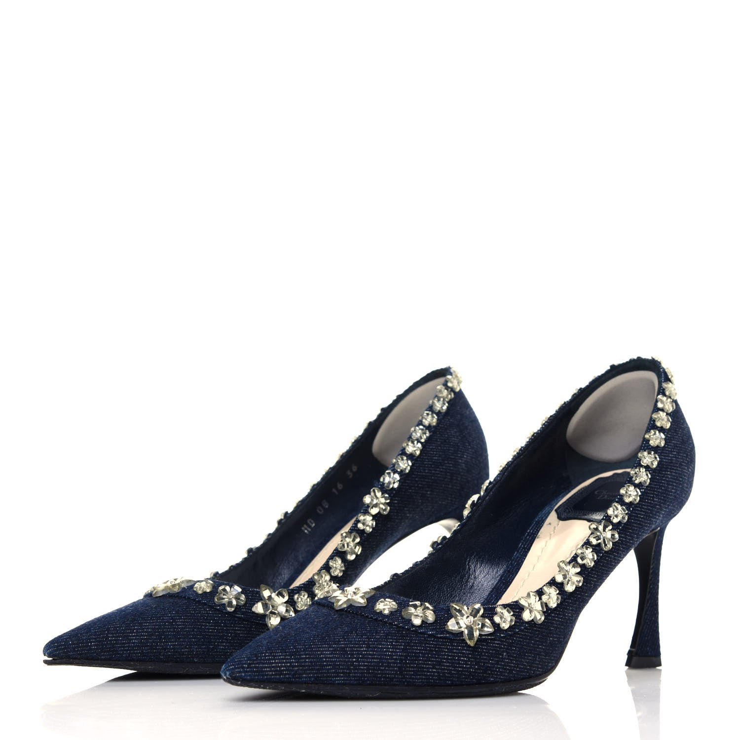 Christian Dior Denim Crystal Garland Pumps 36 Blue Fonce 3 of 10
