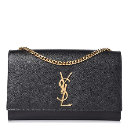 Saint Laurent Grain De Poudre Medium Classic Monogram Kate Satchel Black 1 of 9