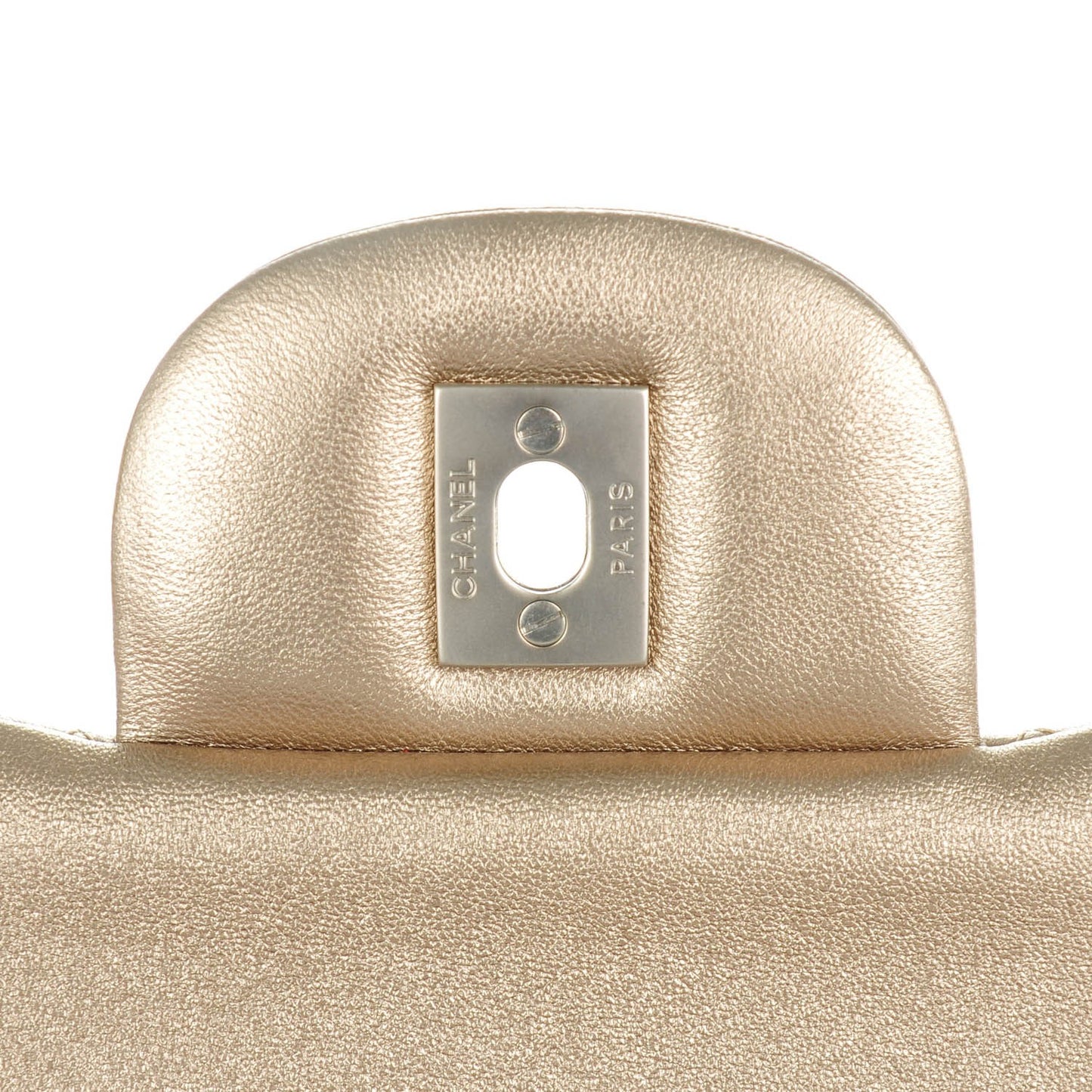 Metallic Lambskin Quilted Jumbo Double Flap Khaki