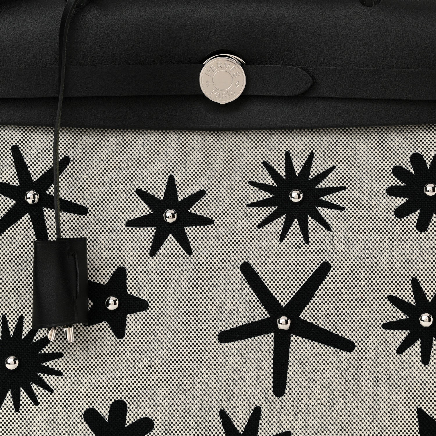 Hermes H Plume Canvas Vache Hunter Circuit Rider Hobnailed Herbag Zip Retourne 31 PM Black Ecru 9 of 12