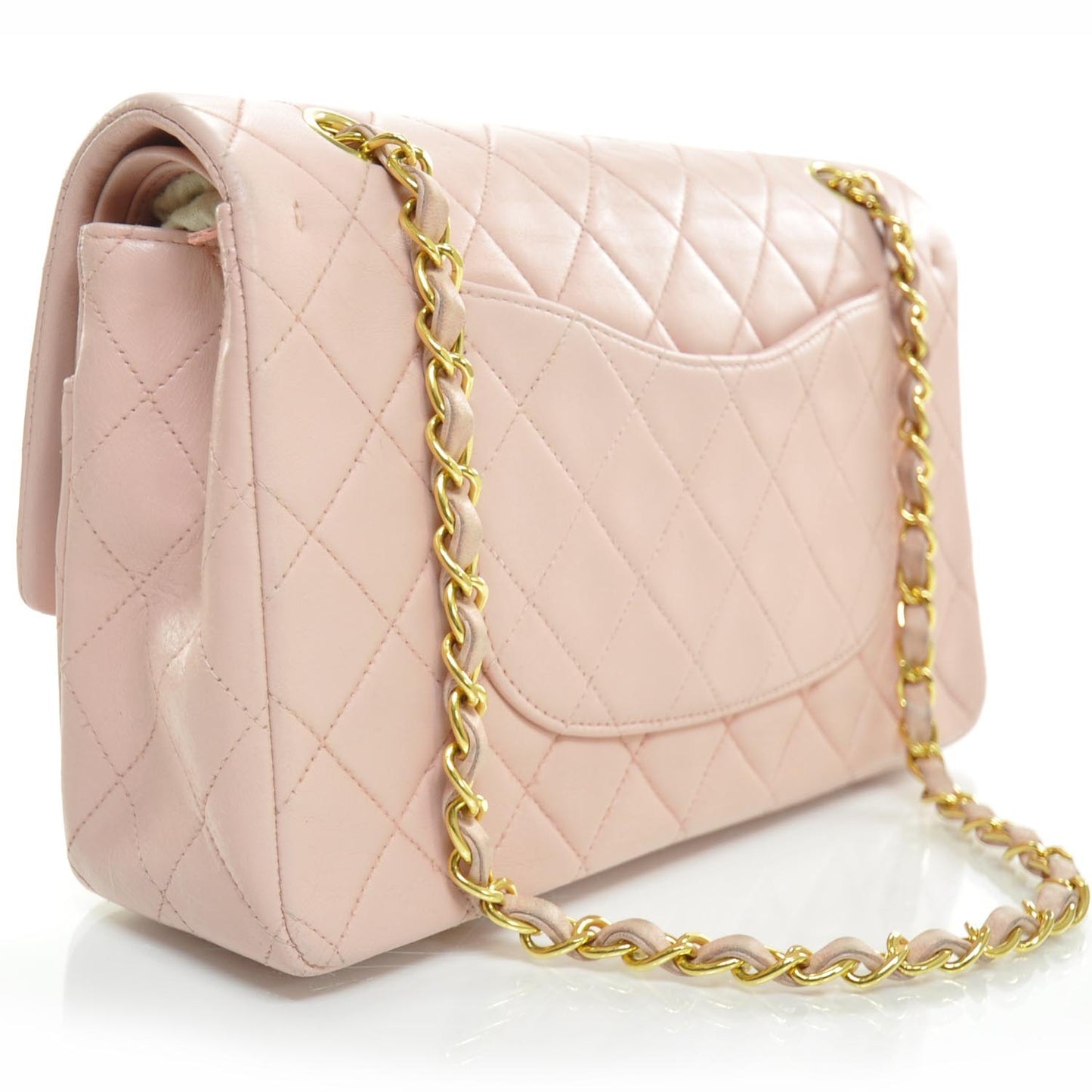 Lambskin Medium Double Flap Pink GHW