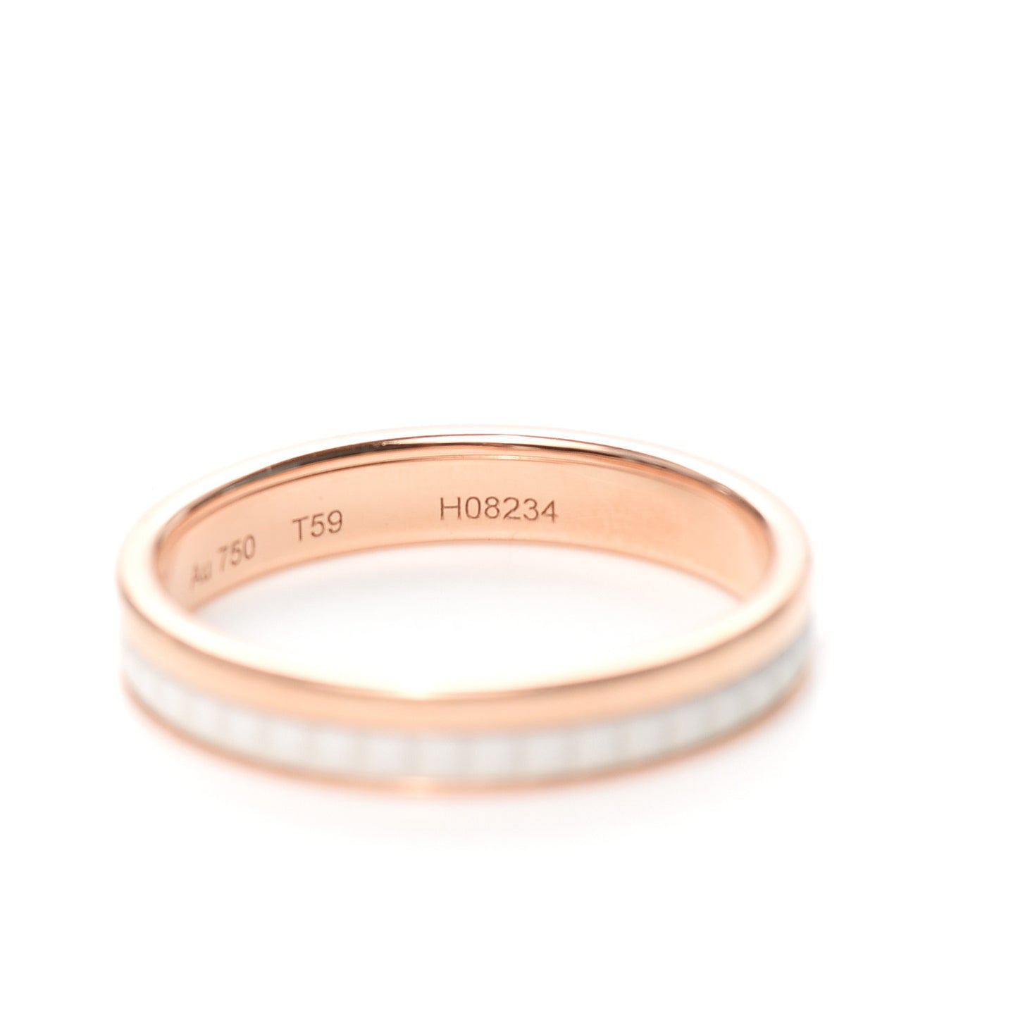 18K Pink Gold Ceramic Quatre White Edition Wedding Band Ring 59 8.75