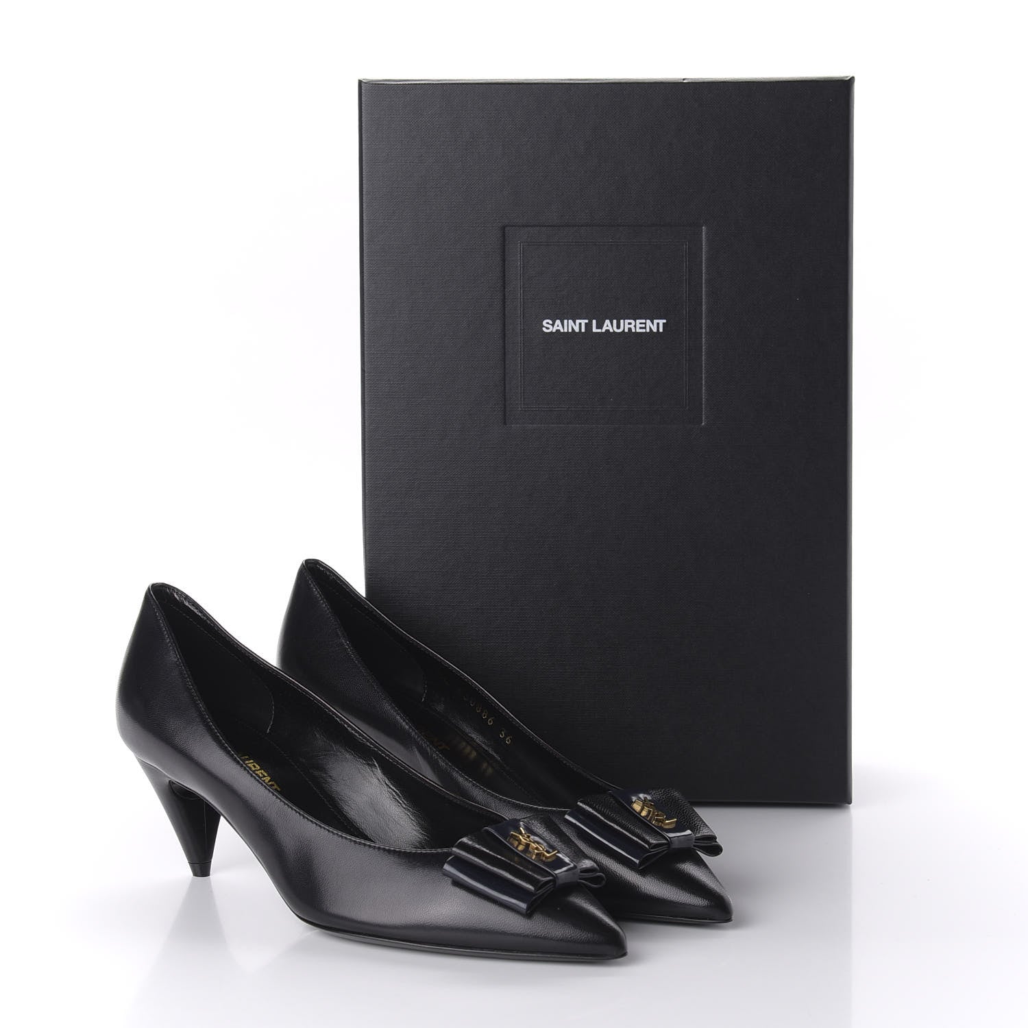 Saint Laurent Calfskin Bow Anais Pumps 36 Black 9 of 9