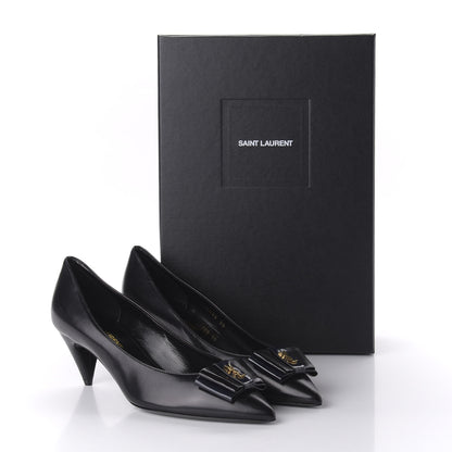 Saint Laurent Calfskin Bow Anais Pumps 36 Black 9 of 9