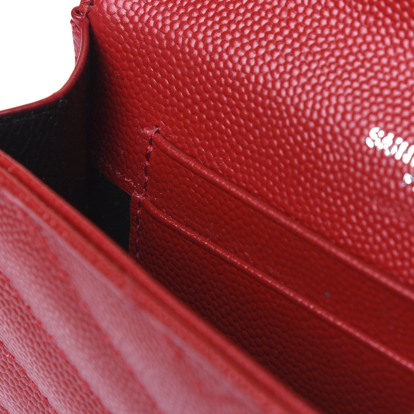 Grain De Poudre Matelasse Chevron Small Monogram Envelope Wallet New Red