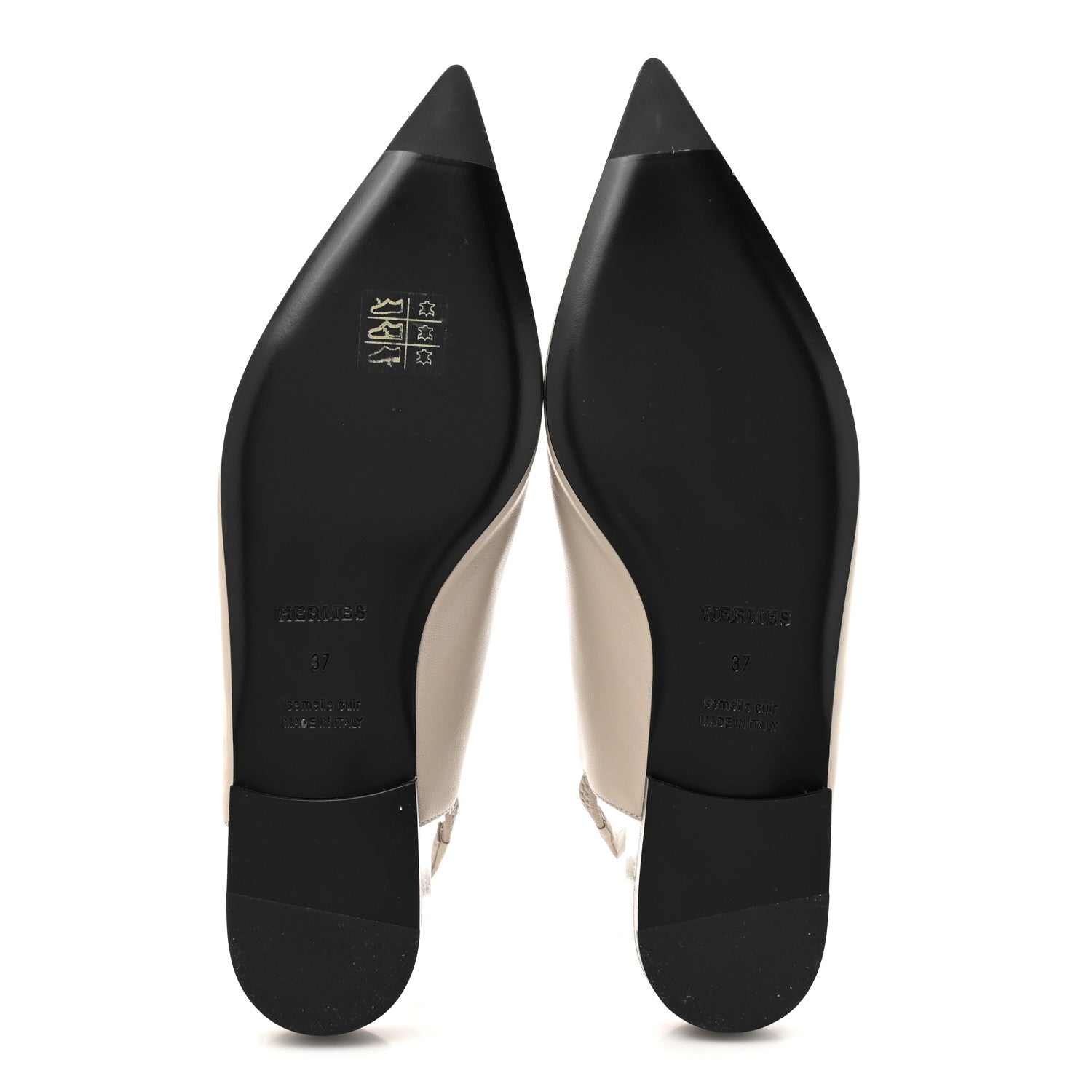 Hermes Nappa Lovely Slingback Flats 37 Beige Galet 6 of 10