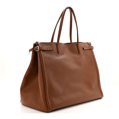 Valentino Garavani Calfskin Vlogo Large Antibes Tote  Saddle Brown 3 of 9