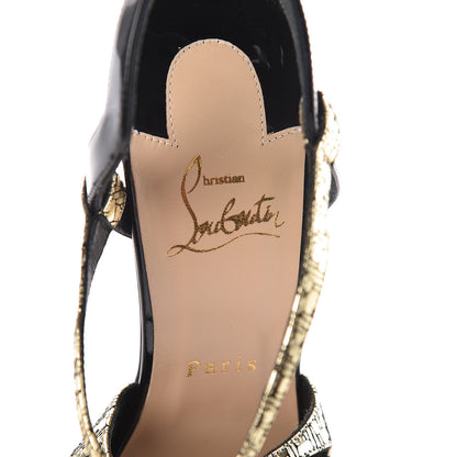 Christian Louboutin Patent Metal Chevron Cross Street 120 Sandals 38 Champagne Black 5 of 8