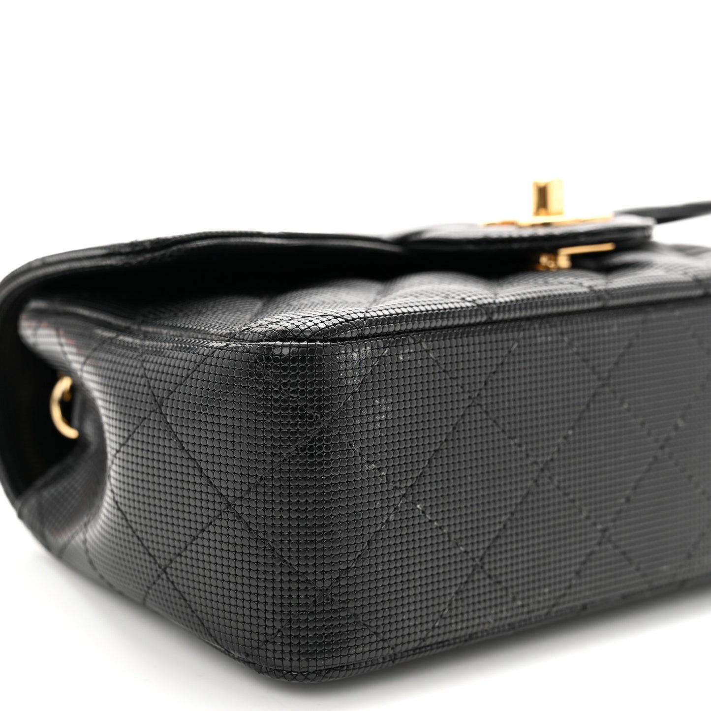 Calfskin Quilted Pixel Effect Mini Rectangular Flap Black