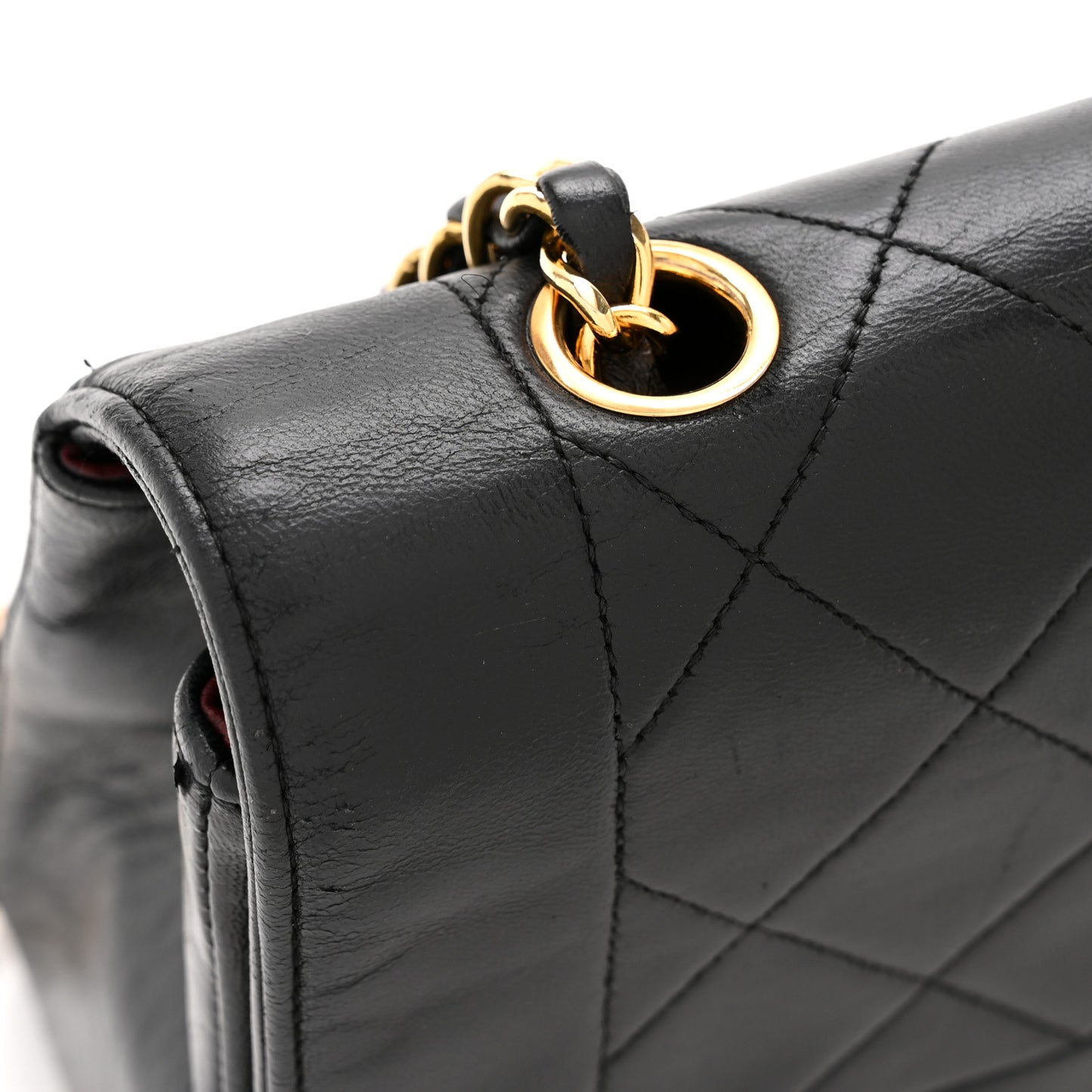 Lambskin Medium Single Flap Black