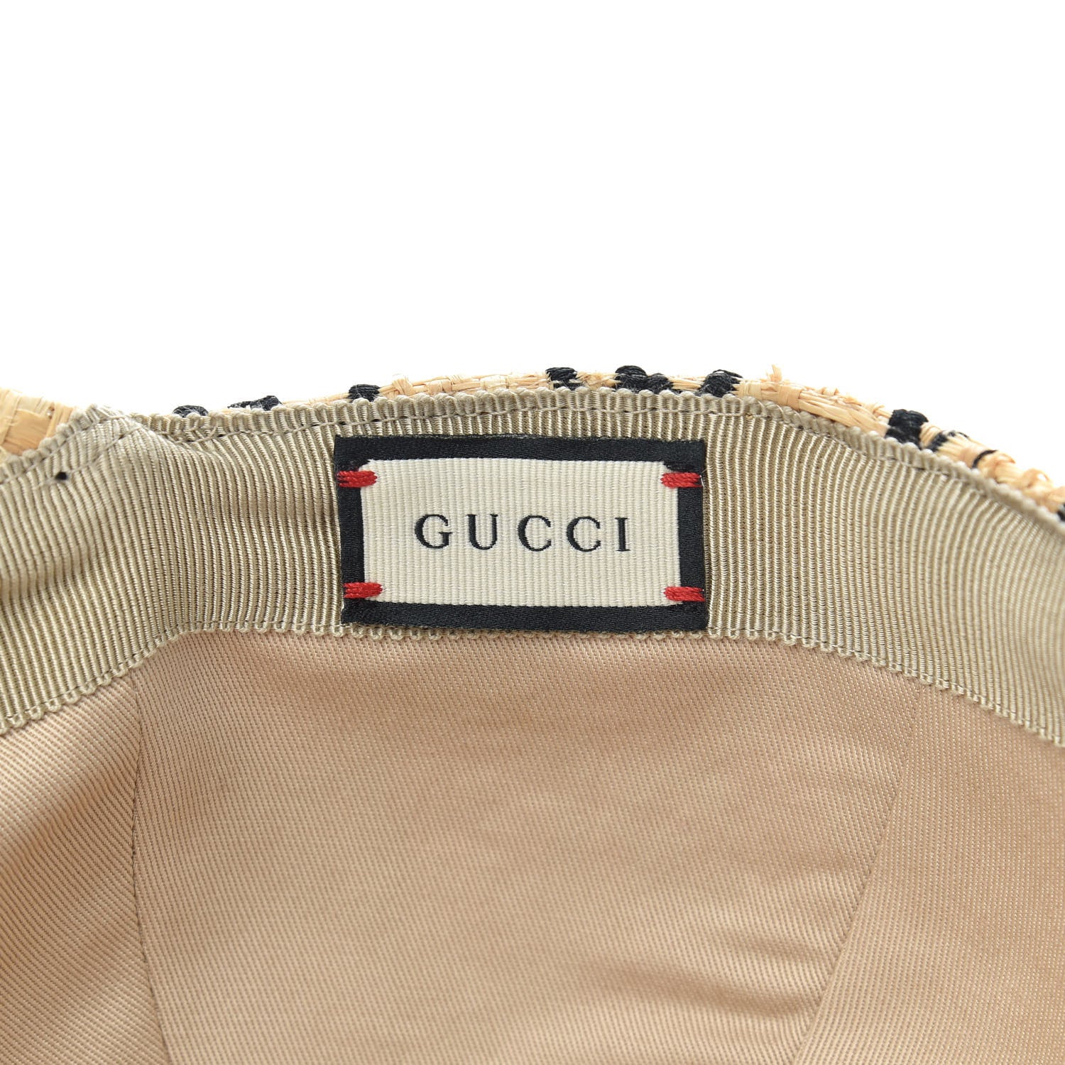 Gucci Raffia GG Monogram Elaphe Embroidered Aisha Baseball Hat L Ivory Black 7 of 8