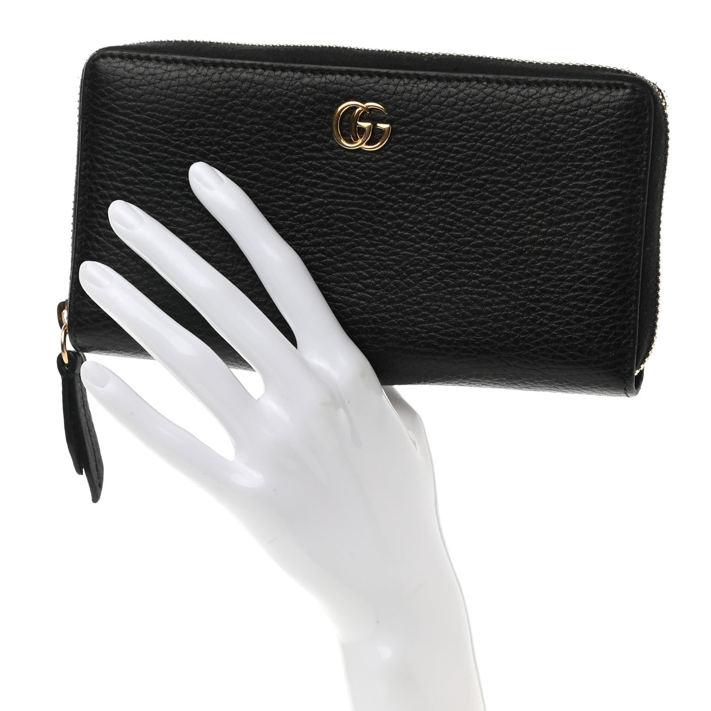Dollar Calfskin GG Marmont Zip Around Wallet Black