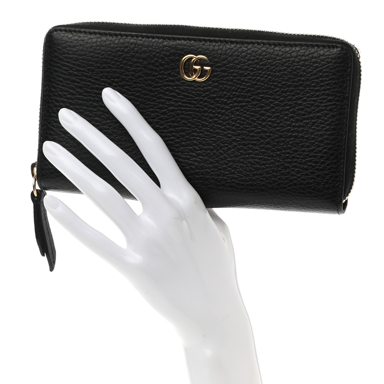 Gucci Dollar Calfskin GG Marmont Zip Around Wallet Black 2 of 8