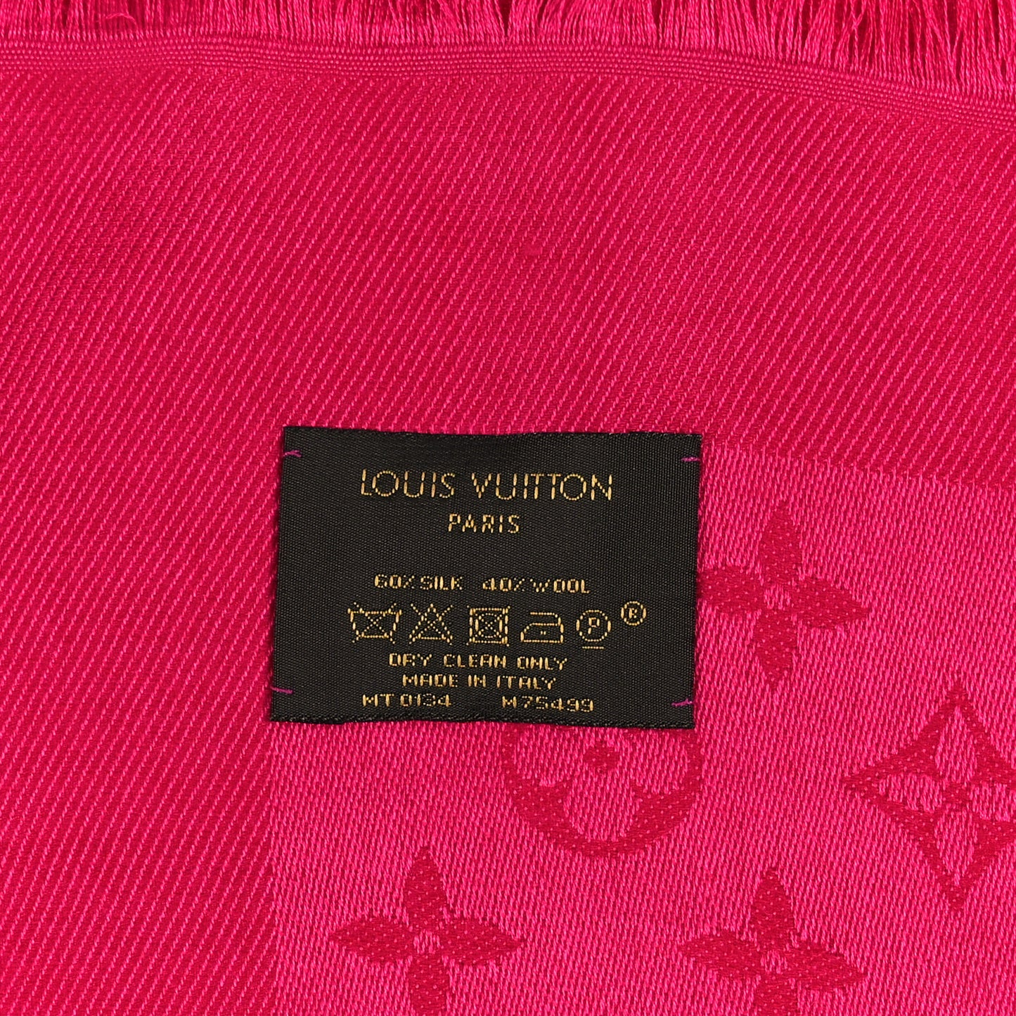 Silk Wool Monogram Shawl Berry