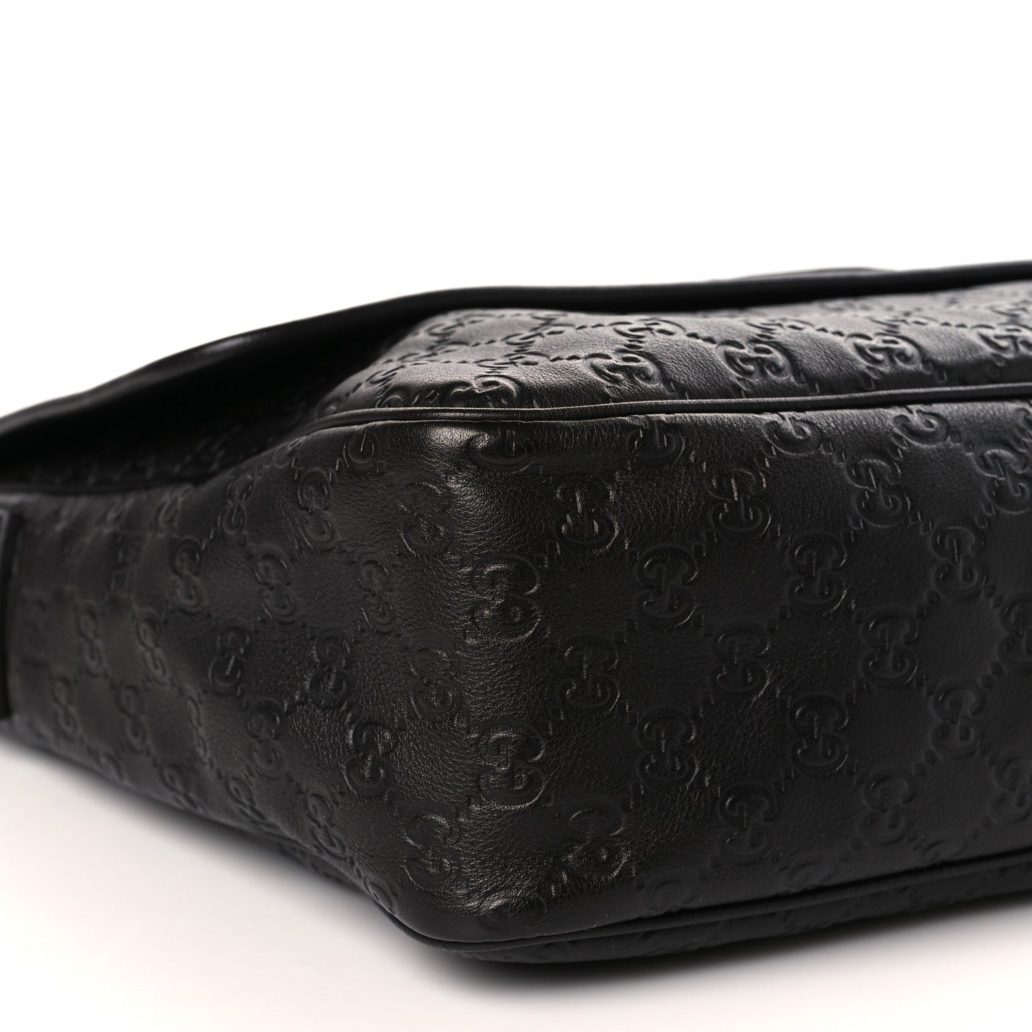 Gucci Guccissima Medium Flap Messenger Bag Black 8 of 9