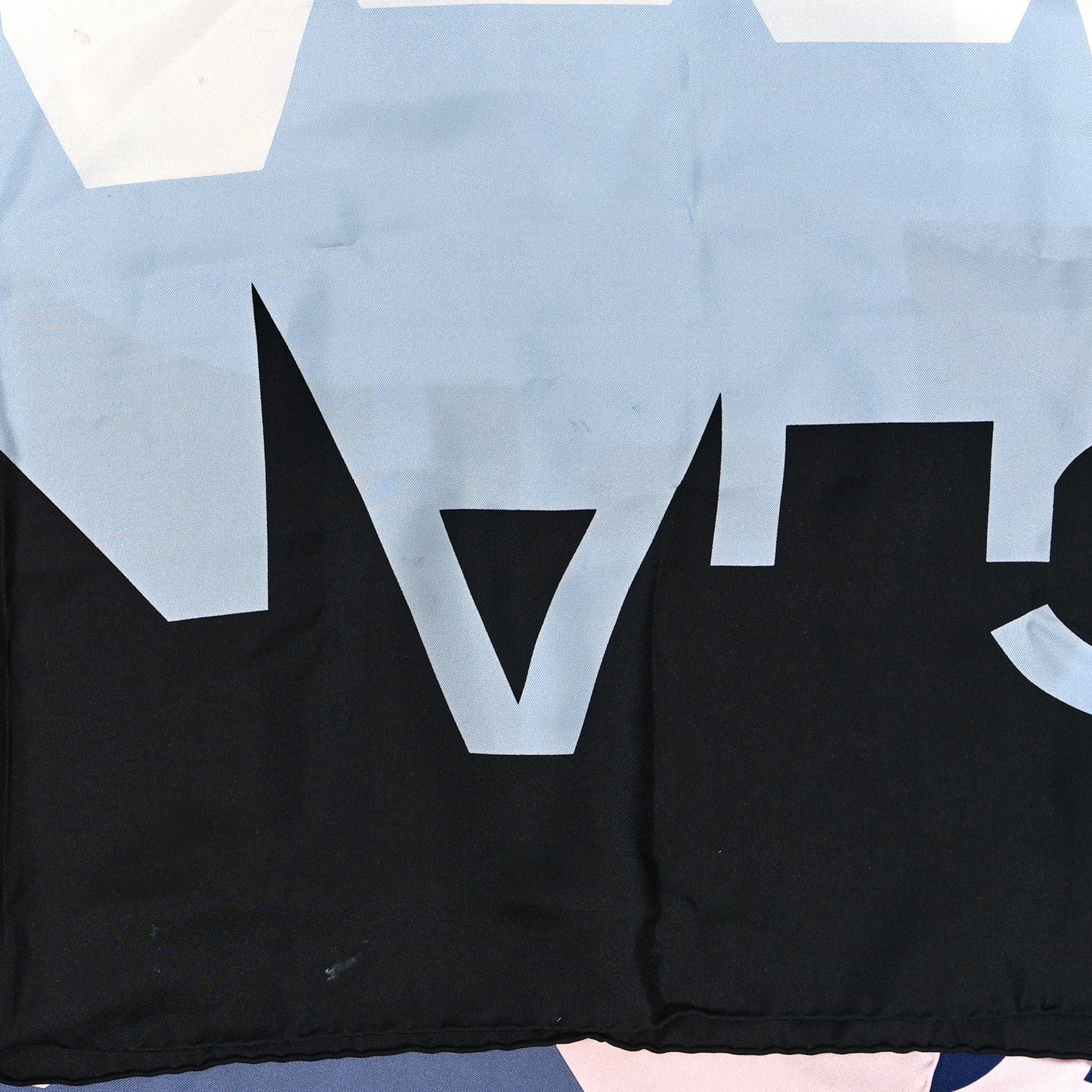 Silk CC Square Scarf Black Blue Pink White